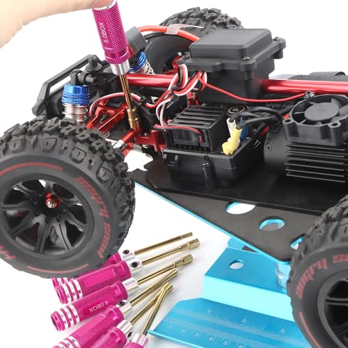 7 Pieces Hex Screwdriver Set 2.0/2.5/3.0/3.5/4.0/4.5/5.0mm RC Socket Wrench Kit Nut Drive for Traxxas Redcat Axial SCX24 Quadcopter Helicopter FPV Drone Car - RC Nut Removal Tools (Pink)