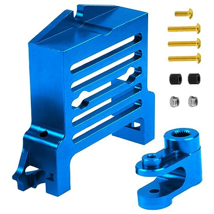 Aluminum Alloy Standard Servo Mount Servo Adapter Bracket w/Servo Horn Compatible with Traxxas 1/5 X-Maxx 6S 8S RC Truck (Blue) - color: Blue