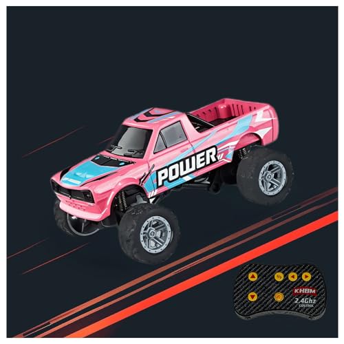 1/64 Scale Alloy RC Car 2.4GHZ Off-Road Remote Control Car with Trailer Three Speed Adjustment Small RC Truck Gifts for Christmas Day Birthday (HB10 Pink) - style: HB10 Pink