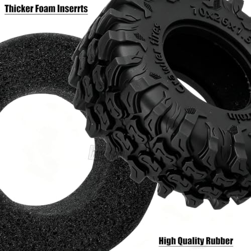 for 1/18 1/24 Axia l SCX24 TRX4M,1.3 Beadlock RC Wheels and Tires,1.3" Aluminum & Brass RC Wheel Hub Rim Rubber Tires RC Truck Tires Heavy Duty Rim.Black 4PCS - color: (4pcs）black