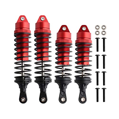 5862 Front & Rear Aluminum Alloy Shock Absorber for 1/10 Slash 4x4 Hoss Rustler Stampede Bandit VXL Nitro Shock Parts Replace of 3760 3762 SLA014 (4-Pack) (Red) - color: Red