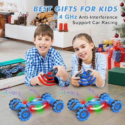 Fosgoit RC Car Gesture Sensing Stunt Car, Toys for Boys Girls 6-12, Gifts | Remote Control Car, Gifts for Boys 6 7 8 9 10 11 12 Years Old, Boys and Girls Toys Age 6+, 4WD Transform Drift RC Cars - color: Blue-black