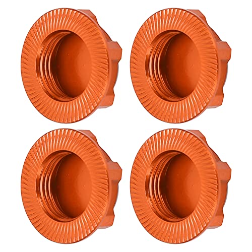 17mm Hex Wheel Nuts, 4pcs Aluminum Alloy 17mm Self Lock Hex Wheel Nuts Adapter Dustproof Caps for 1/8 RC Car Track Wheel Rims (Orange) - color: Orange