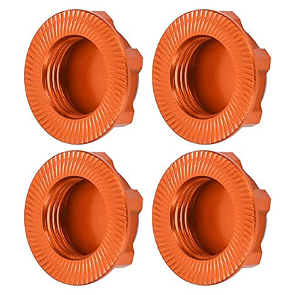 17mm Hex Wheel Nuts, 4pcs Aluminum Alloy 17mm Self Lock Hex Wheel Nuts Adapter Dustproof Caps for 1/8 RC Car Track Wheel Rims (Orange) - color: Orange