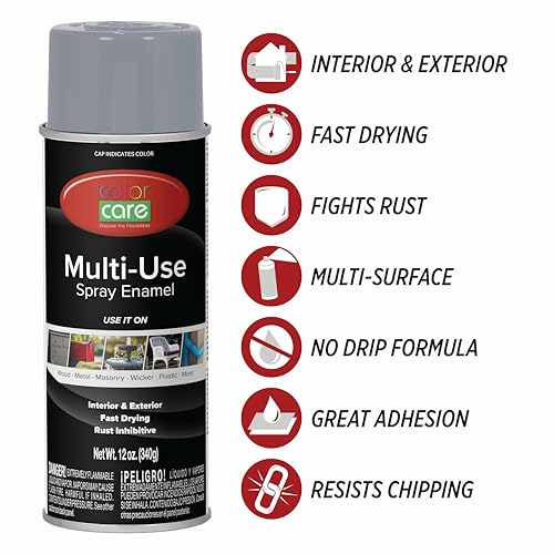 Spray Paint, 12 oz, 4-Pack (Gloss Light Gray) – All-Purpose, Indoor & Outdoor, Rust Resistant, for Wood, Metal, Plastic & Masonry - color: Light Gray
