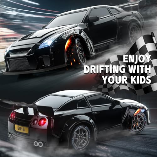1/24 4WD RC Drift Car, 2.4GHz 20KM/H High Speed Remote Control Racing Car with Drifting Tires, Gift for Kids Adults - color: Black
