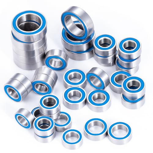 MORLORDY 36Pcs RC Complete Sealed Bearings Kit Wheel Hubs Kit for 1/16 Mini Slash E-Revo Rally RC Truck Upgrade Parts