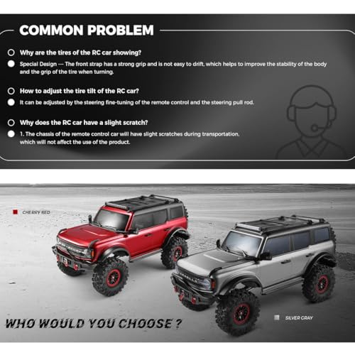 1/10 RC Crawler, 2.4G 4WD 11KMH High Speed Off-Road Car with Dual-Speed Modes, All-Terrain Car Rubber Tires, LED Lights(Metallic Grey/Without Winch) - color: Metallic Grey/Without Winch