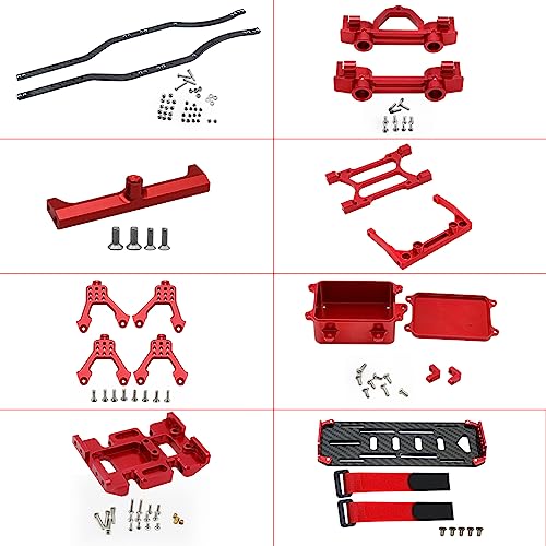 1/10 RC Crawler Carbon Fiber Girder 4MM CNC Metal Car Chassis Frame Body Kit Parts for Axial SCX10 II Rock Off Road Truck (Red) - color: Red