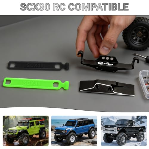 Aluminum Battery & ESC Receiver Trays w/2pcs Straps for 1/30 Axial SCX30 | Battery & ESC Side Plate Mount Set for RC Crawler Upgrade (Straps: 1 Black + 1 Green) - color: 1pcs Black & 1pcs Green Straps