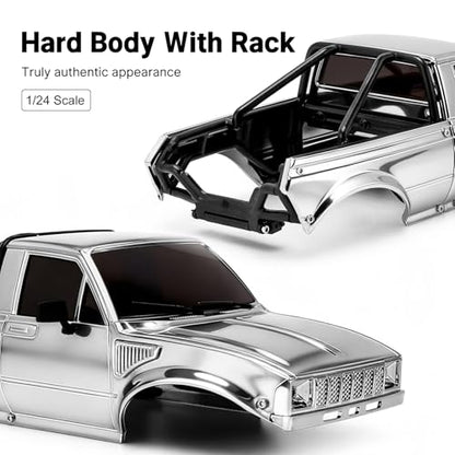 INJORA IR60-24 Body for SCX24 C10 Bronco Wrangler Base Camp 4Runner(Chrome) - color: Chrome