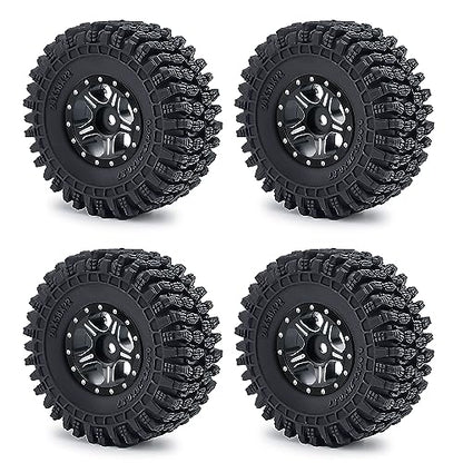 RCHUBAM 4PCS 1.0" Crawler Tires Micro Rubber Tires for 1/18 TRX4M Axial 1/24 SCX24 Deadbolt Bronco RC Crawler Car (B-58mm) - color: B-58mm