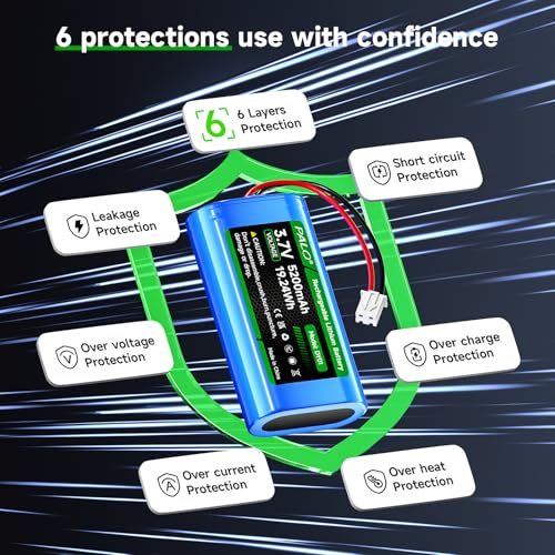 5200mAh 3.7v Lithium ion Battery with JST-PH JST 2.54/2P Plug(Not JST-PH 2.0 2-Pin) Rechargeable Battery Pack Lithium 3.7 Volt Batteries for RC Toys, Lighting,DIY Equipment(1S2P)