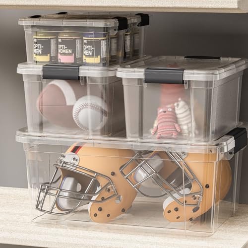 Superio Clear Storage Bins with Lids, Stackable Storage Box with Latches and Handles, Extra Small, 4 Pack 1.75 Quart - size: 1.85 Qt, style: 4 Pack