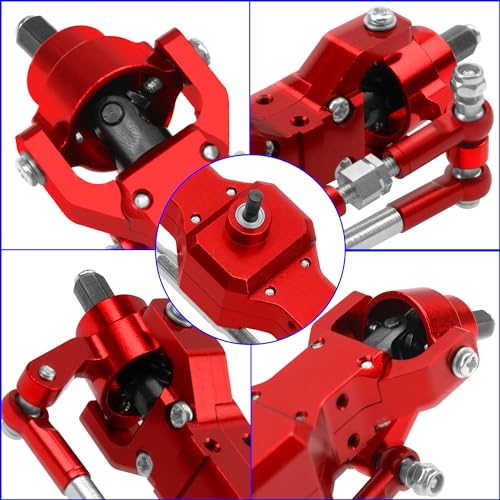 ShareGoo 3Pcs B16 Straight Axle Set Front Middle Rear Aluminum Complete Axle Compatible with WPL B16 B36 JJRC Q60 Q63 Q64 FY004 6X6 6WD 1/16 RC Car (Red) - color: Red