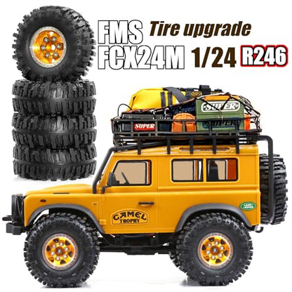 STMU 1.0in” Beadlock Wheel Tires Set for Axial SCX24 AX24 FCX24 Upgrade 1/24 RC Crawler Car (Gold and Silver) - color: Gold and Silver