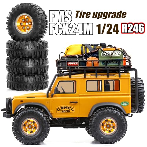 STMU 1.0in” Beadlock Wheel Tires Set for Axial SCX24 AX24 FCX24 Upgrade 1/24 RC Crawler Car (Gold and Silver) - color: Gold and Silver
