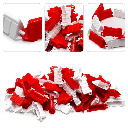 120 Pieces RC Car Racing Track Drift Runway Drift Field Fence for 1/14 1/16 1/18 1/24 1/28 1/30 1/43 Mini RC Car (Red+White) - size: 120pcs