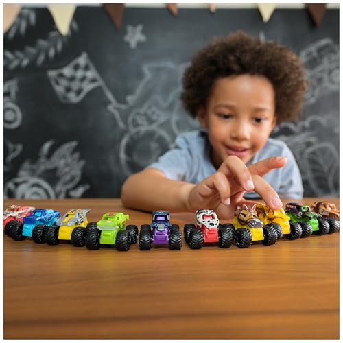 Monster Jam Mini Jams Earthshaker Boneyard Blaster Mega Frenzy Playset | 10 Mini Toy Trucks, Grave Digger, Blue Thunder & More, Hit Targets & Obstacle Courses, Pretend Play Gifts for Kids Ages 3+ - style: Mini Jams 10-Pack Playset