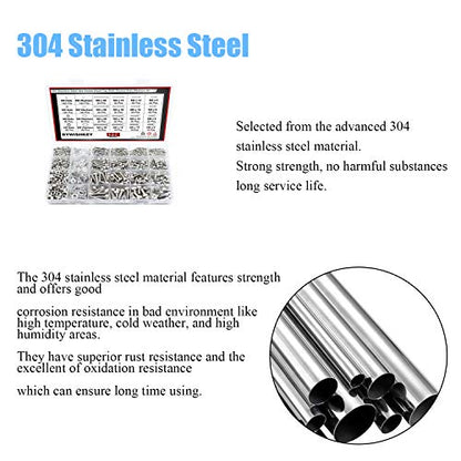 DYWISHKEY 1220 PCS M2 M3 M4 M5, 304 Stainless Steel Hex Socket Head Cap Bolts Screws Nuts Washers Assortment Kit with Hex Wrenches - color: silver-white