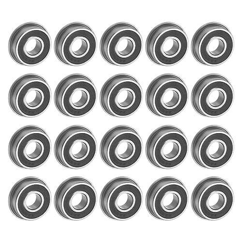 uxcell F696-2RS Flanged Ball Bearing 6x15x5mm Double Sealed Chrome Steel Flange Bearings, 20pcs - size: 6x15x5mm