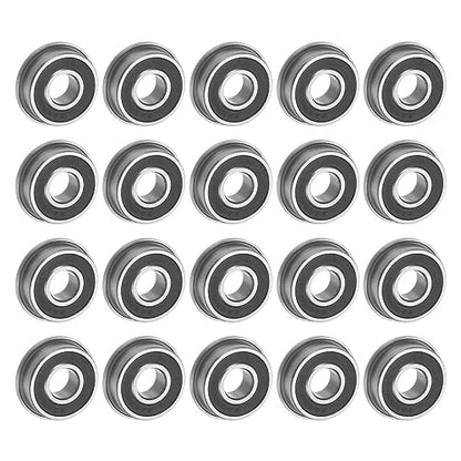 uxcell F696-2RS Flanged Ball Bearing 6x15x5mm Double Sealed Chrome Steel Flange Bearings, 20pcs - size: 6x15x5mm