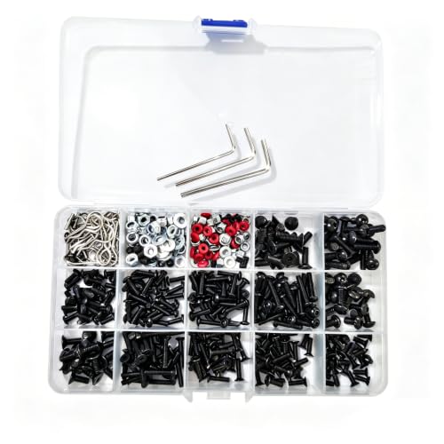 500pcs Universal RC Car Screw Kit Screws Assortment Set Hardware Fasteners Compatible with Axial Redcat HPI Arrma Losi 1/8 1/10 1/12 1/16 Scale RC Cars Trucks Crawler