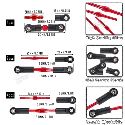 Upgrades Part for 1/10 Rustler/Stampede/Slash VXL 4X4,Big Bore RC Shocks&Steel Drive Shaft CVD&A Arm&Caster Block,Steering Blocks,Rear Stub Axle Carriers&Steering Bellcranks&Hex Hub,Red - color: Red/(6 Piece Set)