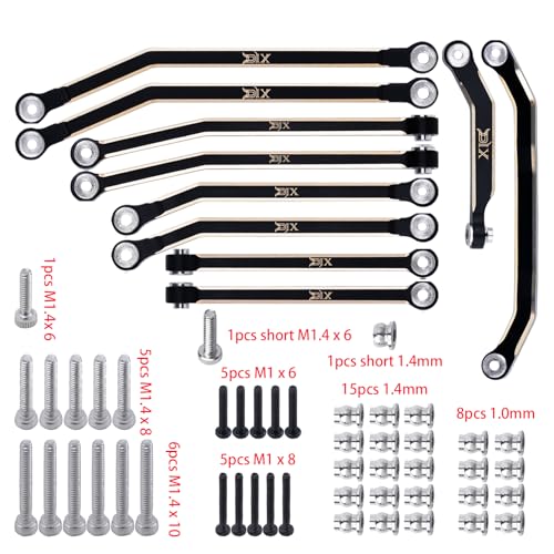 DJX 10PCS Brass High Clearance Links Set Front & Rear Link with Steering Link Suitable for Axial SCX30 Upgrades Parts