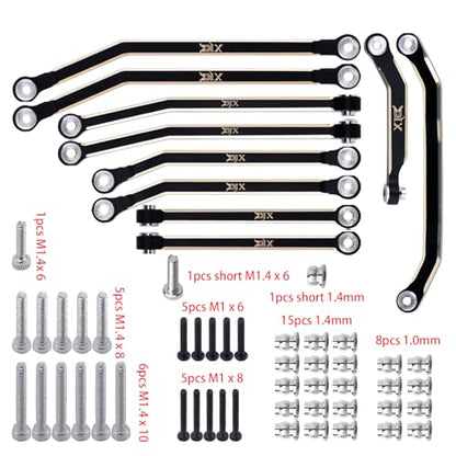 DJX 10PCS Brass High Clearance Links Set Front & Rear Link with Steering Link Suitable for Axial SCX30 Upgrades Parts