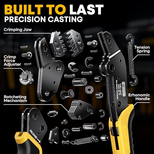 Standard .062" (3.68 mm) & JST-SYP Connector Crimping Tool Kit with Pin Extractor, 2–12 Pin Plug & Receptacle, 16-26 AWG Terminals for Arcade, Pinball, RC Battery & Audio, Fits Molex .062"