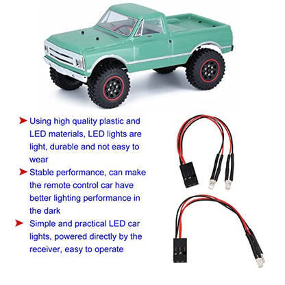2Pcs Rc Light Kits, 4 White Rc Led Light Kit, Plastics Car Light Kit with 4.3in Cable as Accessory Replecement for Axial Scx24 Remote Control Car with 1/24 1/18 Scale