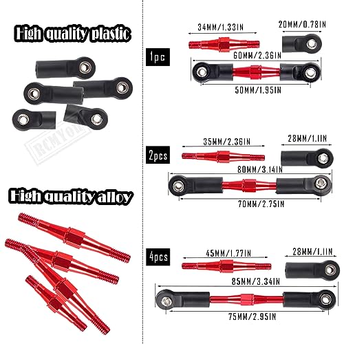 Aluminum Turnbuckles Camber Links Upgrades Part for 1/10 Slash 2WD/Stampede 2WD/Rustler 2WD/Bandit 2WD, Alloy Turnbuckles Camber Links Hops Up,Red - color: Red for Rustler 2wd