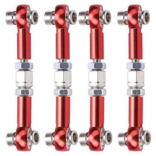 4Pcs Aluminum Alloy Steering Linkage Rods Upgrade Red, Compatible with HSP 94122 94123/10 RC Cars, Metal Arms Replacement Parts for Improved and Control - color: Red