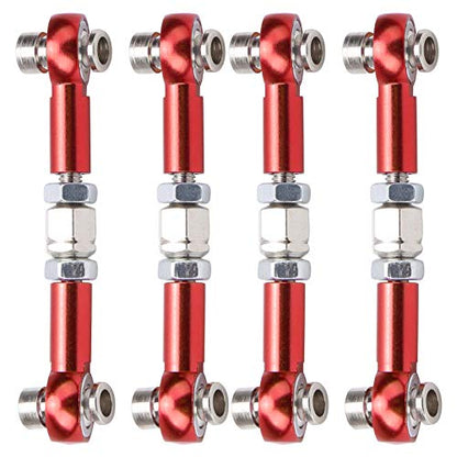 4Pcs Aluminum Alloy Steering Linkage Rods Upgrade Red, Compatible with HSP 94122 94123/10 RC Cars, Metal Arms Replacement Parts for Improved and Control - color: Red