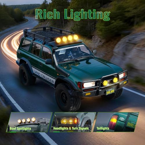 BEEZRC FMS FCX10 1/10 RC Crawler Toyota Licensed OVR Land Cruiser 80, HDR Wheel&Brushless Motor&LED Light, 4WD Off-Road RC Rock Truck, Hobby Grade Remote Control Car for Adults, RS No Battery Green - color: Green