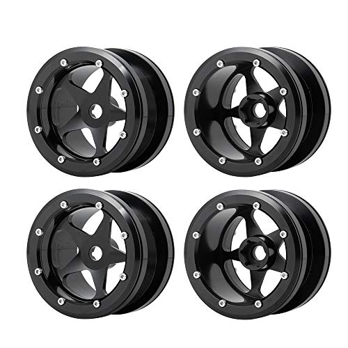 MOHERO 2.2” Alloy Beadlock Wheels Rims 40mm for 1/10 Axial Wraith 90018 90048 90053 RBX10 Gen7 Gen8 TRX6 SCX10-III RC Rock Crawler Upgrade Parts (Black) - color: Black
