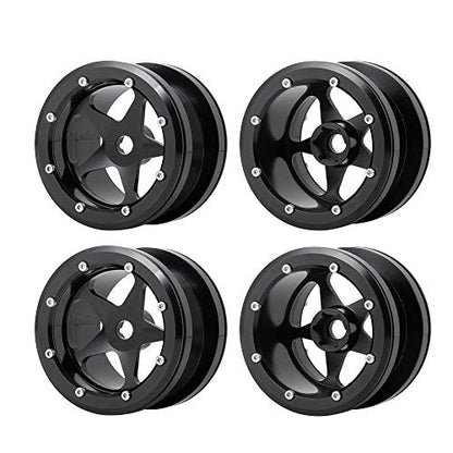 MOHERO 2.2” Alloy Beadlock Wheels Rims 40mm for 1/10 Axial Wraith 90018 90048 90053 RBX10 Gen7 Gen8 TRX6 SCX10-III RC Rock Crawler Upgrade Parts (Black) - color: Black