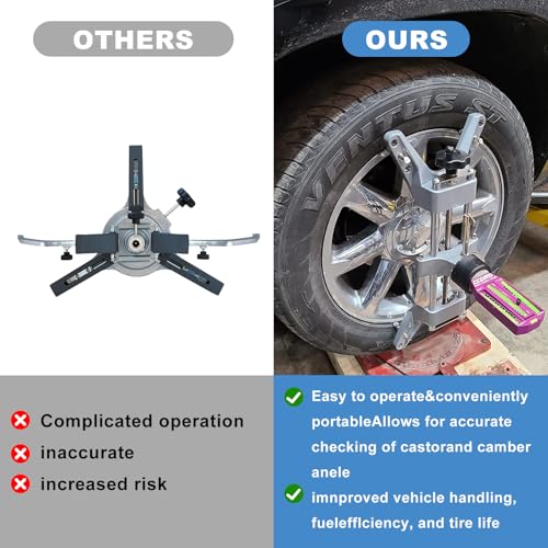 Wheel Alignment Tool 3PCS for 11-25" Rims with Magnetic Adapter | Magnetic wheel clamp kit for accurate camber & caster measurement. Fits 11-25" rims.