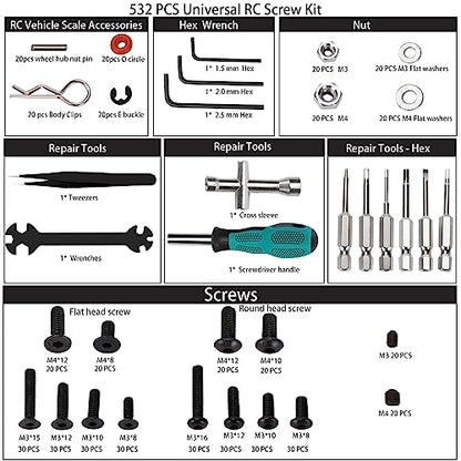 RC Car Repair Work Stand 532 PCS RC Repair Tool Screws Set Kit 360 Degree Rotation RC Repair Station Screwdrivers Screws Pallet Kit for 1/8 1/10 1/12 1/16 1/18 RC Crawler Truck Buggy Tool Set - color: Blue