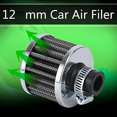 BESULEN Air Intake Filter Breather, 0.47 inch Universal Cold Air Filter, 12mm Car Turbo Vent Air Intake Filter Cleaner, Crankcase Breather Compatible with Car and Motorcycle Engine Parts (Red) - style: Red