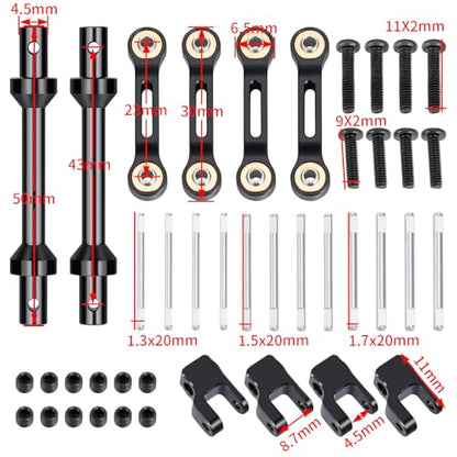 Aluminum RC Front Rear Anti-roll Bar Set Compatible with LOSI 1/18 Mini LMT 4X4 Brushed Monster Truck RTR, RC Alloy Metal Anti-Roll Bar for Improved Stability #LOS01026, Black
