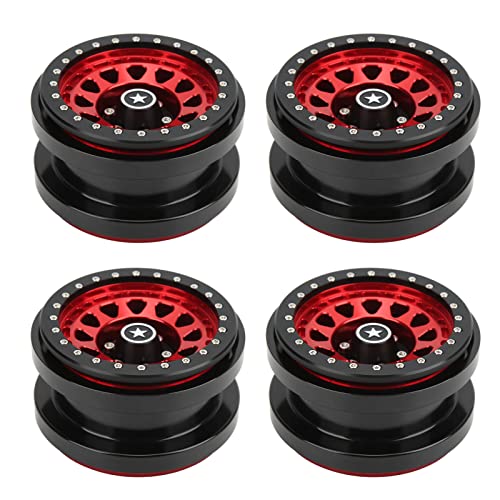 VBESTLIFE 4 PCS 2.9 Inch Wheels 12 Hole Alloy Wheels, 1/6 RC Car Wheels for AXAIL SCX6 1/6 RC Car - color: Red