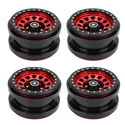 VBESTLIFE 4 PCS 2.9 Inch Wheels 12 Hole Alloy Wheels, 1/6 RC Car Wheels for AXAIL SCX6 1/6 RC Car - color: Red