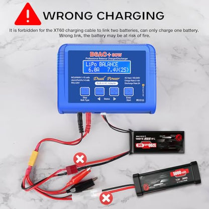 LiPo Charger 80W 6A Fast Balance Battery Chargers for RC Car Boat Drone | Smart Digital Battery Pack Charger Discharger for 1S-6S LiPo LiFe Li-ion 1-15S NiCD NiMH 2-20V PB Smart Battery Batteries