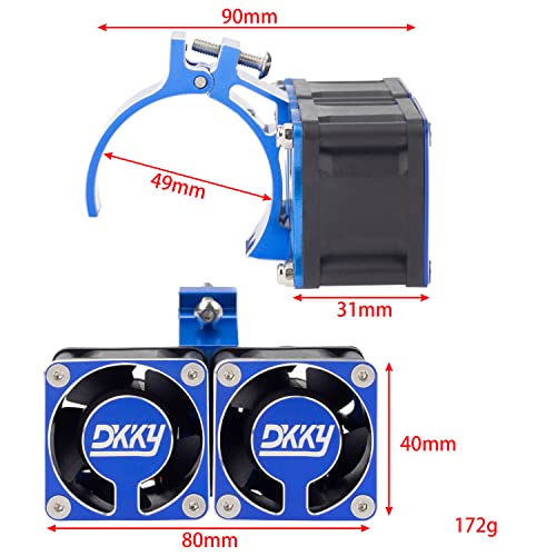 DKKY RC Motor Cooling Fan Heatsink 21000 RPM with 47-51mm Adjustable Mount for 1717 4985 Motors ARRMA Infraction Felony Limitless and Axial, Blue - color: Blue