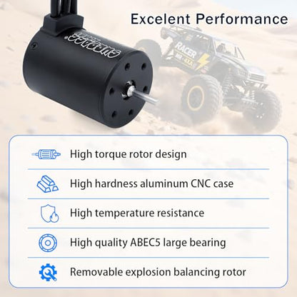 SurpassHobby 3650 5700KV Brushless Motor High Speed Waterproof Shaft 3.17mm Motor and for 1/0 Remote Control Cars Trucks Off-Road Vehicle - size: 5700KV, style: 3650 motor