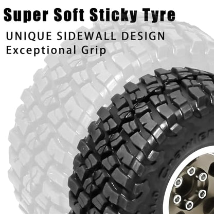 1.0 Beadlock Wheel Soft Tire Set RC Upgrade Part for Traxxas 1/18 TRX4M 1/24 RC Crawlers car Axial SCX24 FMS FCX24 Gladiator Bronco C10 JLU Deadbolt B17 Upgrade.(4Pcs/Set) - color: Bronze