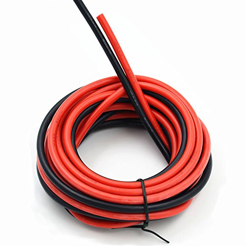 Electrical Wire 10 AWG 10 Gauge Silicone Wire Hook Up Wire Cables 20 Feet [10 ft Black and 10 ft Red] Soft and Flexible 1050 Strands 0.08 mm of Tinned Copper Wire High Temperature Resistance - size: 2 Colors each 10FT, style: 10AWG