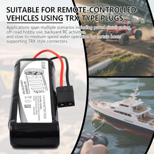 (2-Pack) 8.4V 3000mAh Ni-MH Battery with TRX Plug for RC Vehicles | For Tamiya, Traxxas, LOSI, Associated, HPI and Kyosho RC cars, trucks, boats and buggies; includes 4.8V–12V charger. - color: (2-Pack) 8.4V 3000mAh TRX
